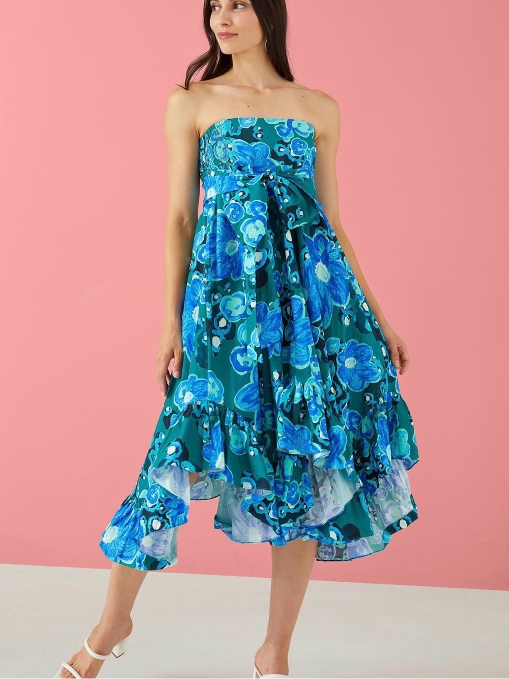 Alivia Dalia Convertible Skirt Dress Anthropologie Blue Floral Maxi Midi NWT - Picture 5 of 6